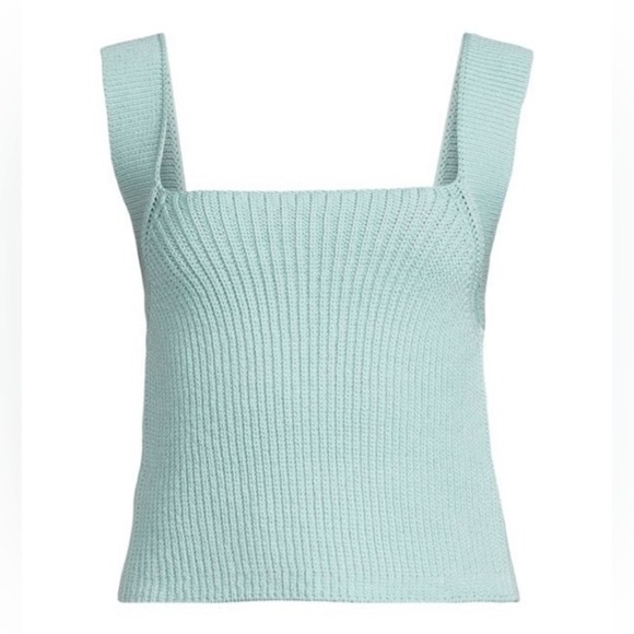 VINCE Square Neck Ribbed Sweater Tank Size Small Soft Blue NEW - Picture 3 of 11